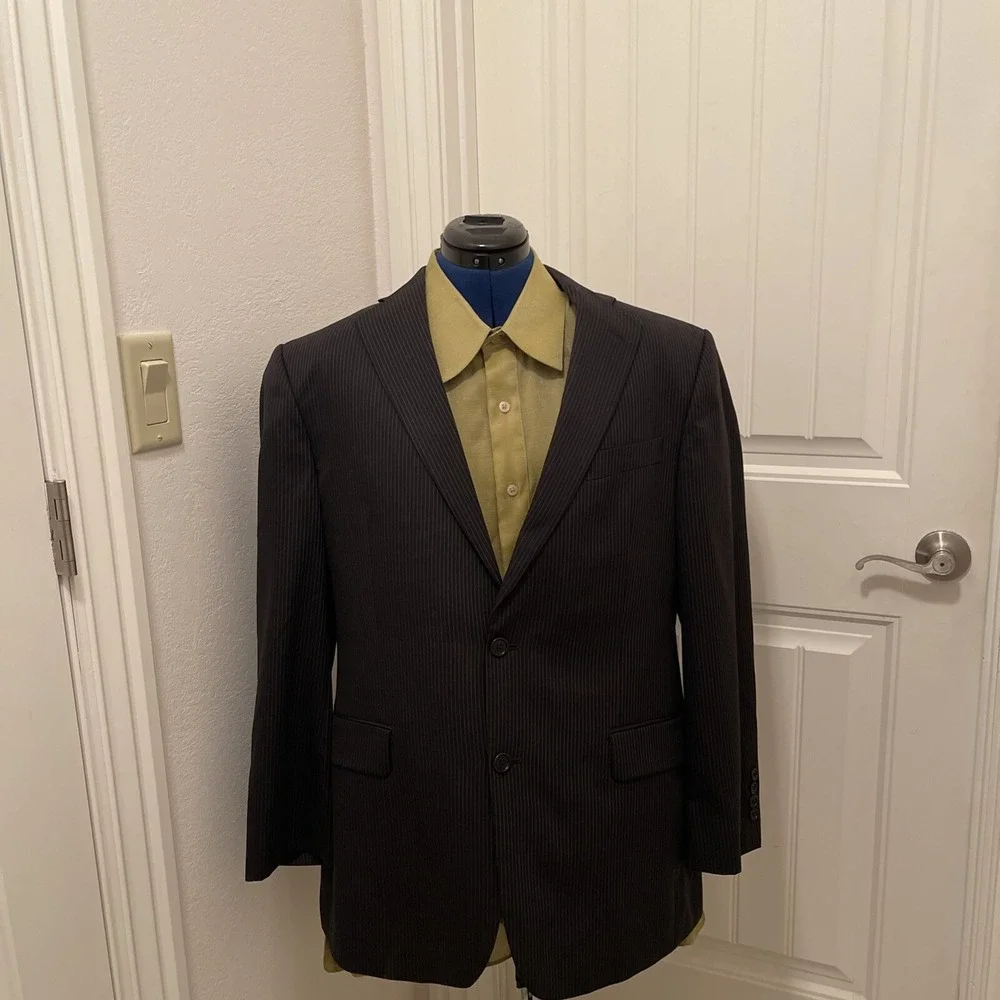 Brooks Brothers Pinstripe, Sport‎ Coat Wool Egypt 42R Black / Gray Men's Blazer